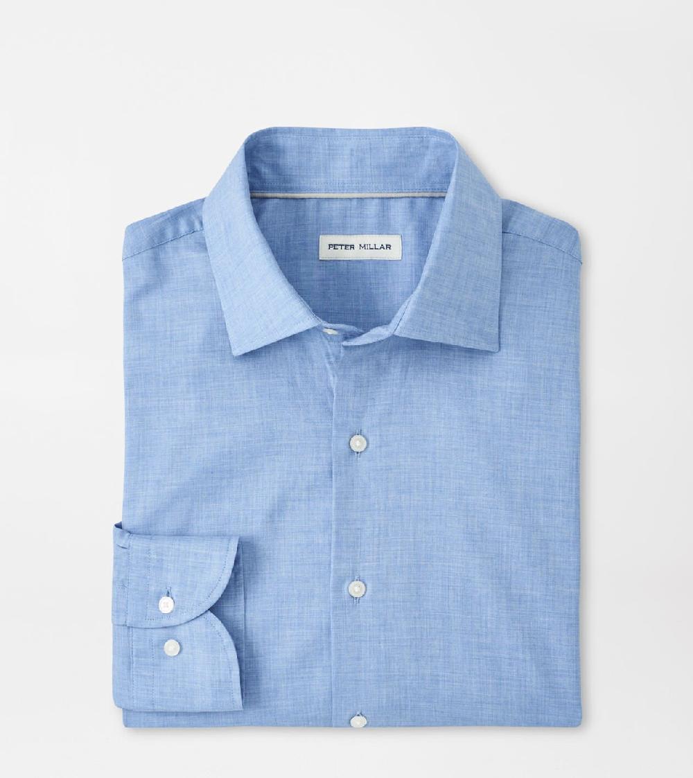 peter millar Highlands Soft Twill Cotton Sport Shirt RUDDY BLUE