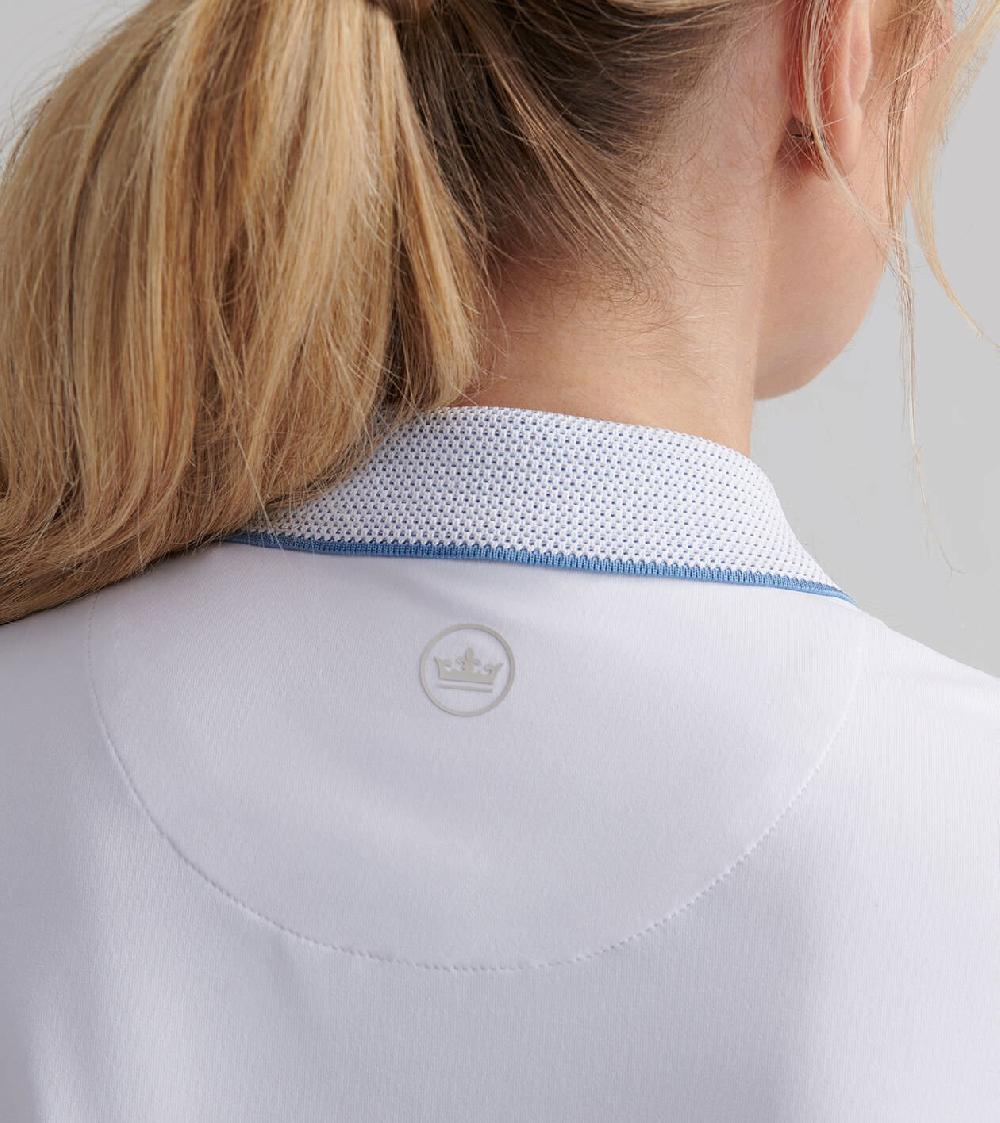 Peter Millar Keswick Zip Neck Short-Sleeve Polo WHITE/VINTAGE INDIGO