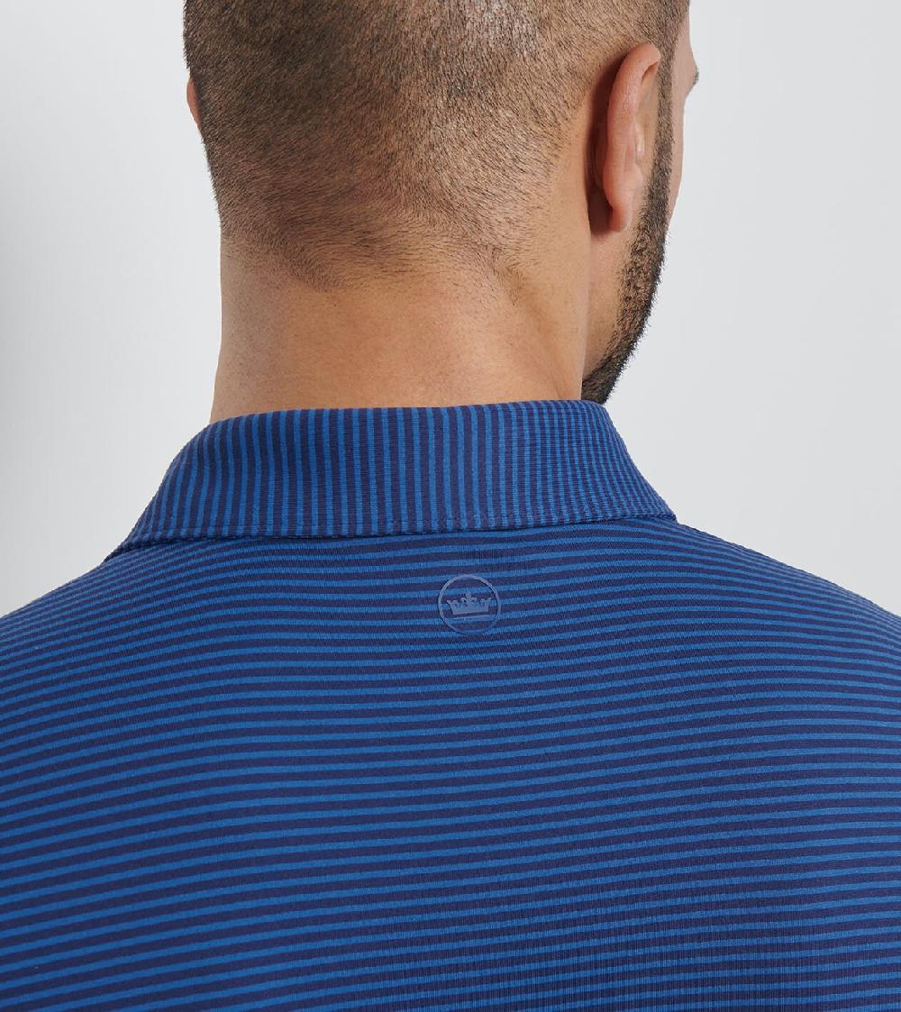 Peter Millar Lyons Stripe Performance Jersey Long-Sleeve Polo Navy