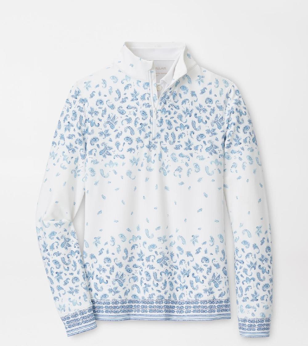 peter millar Perth Par 3 Paisley Performance Quarter-Zip White