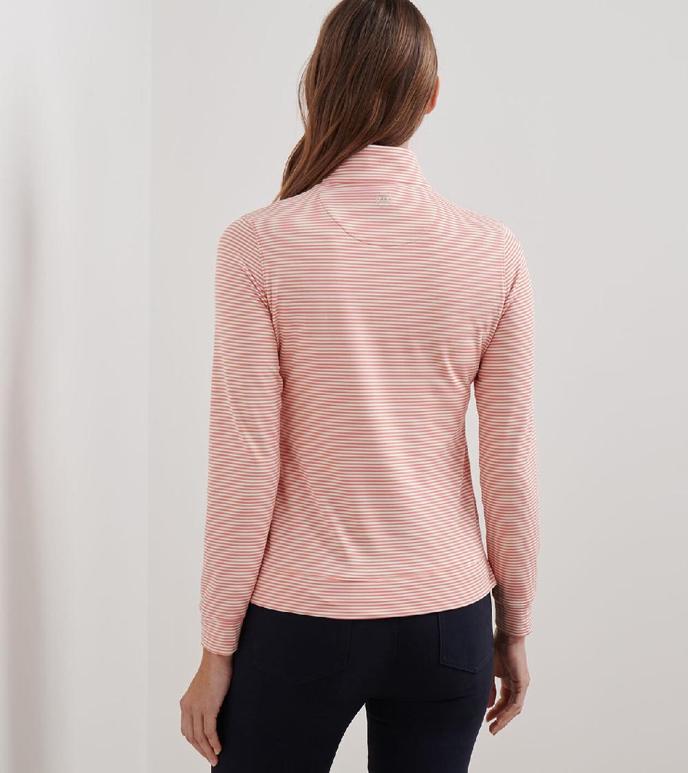 Peter Millar Perth Vista Stripe Performance Quarter-Zip MOROCCAN SPICE/WHITE