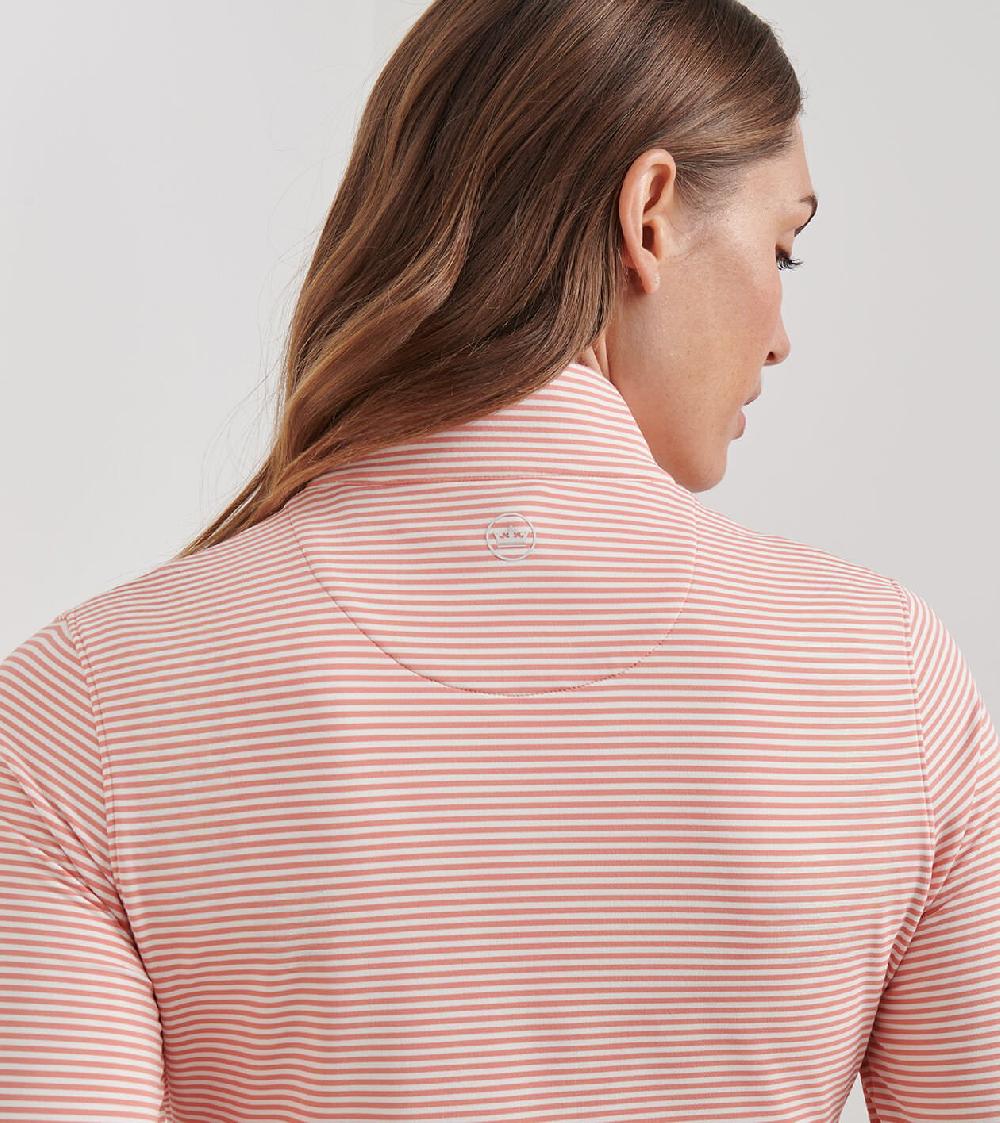 Peter Millar Perth Vista Stripe Performance Quarter-Zip MOROCCAN SPICE/WHITE