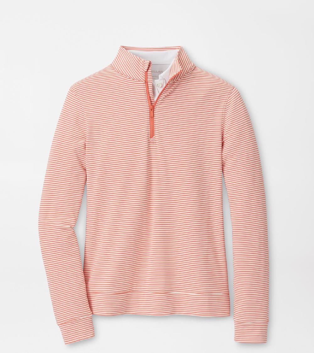peter millar Perth Vista Stripe Performance Quarter-Zip MOROCCAN SPICE/WHITE