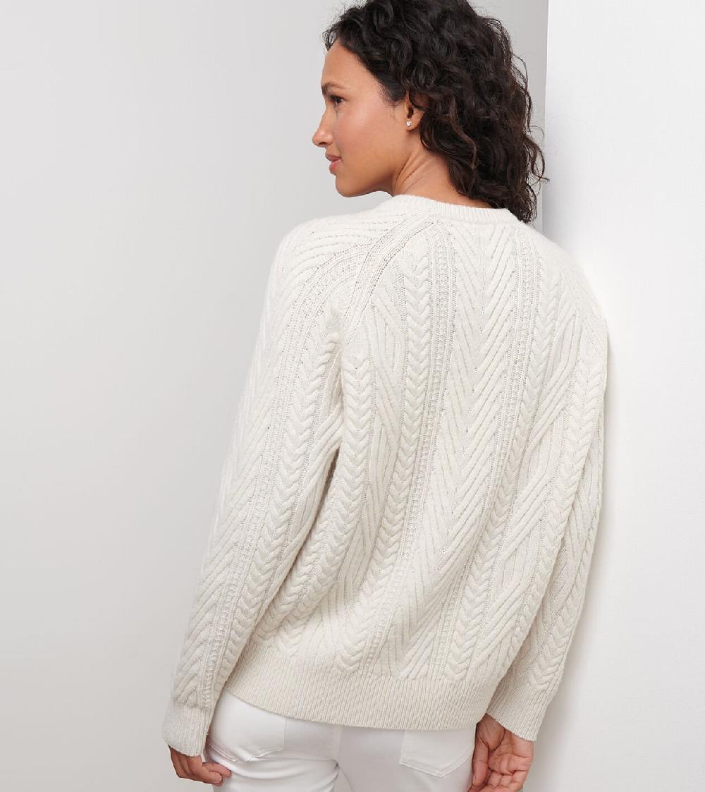 Peter Millar Bennett Cable Knit Crew Sweater Ivory