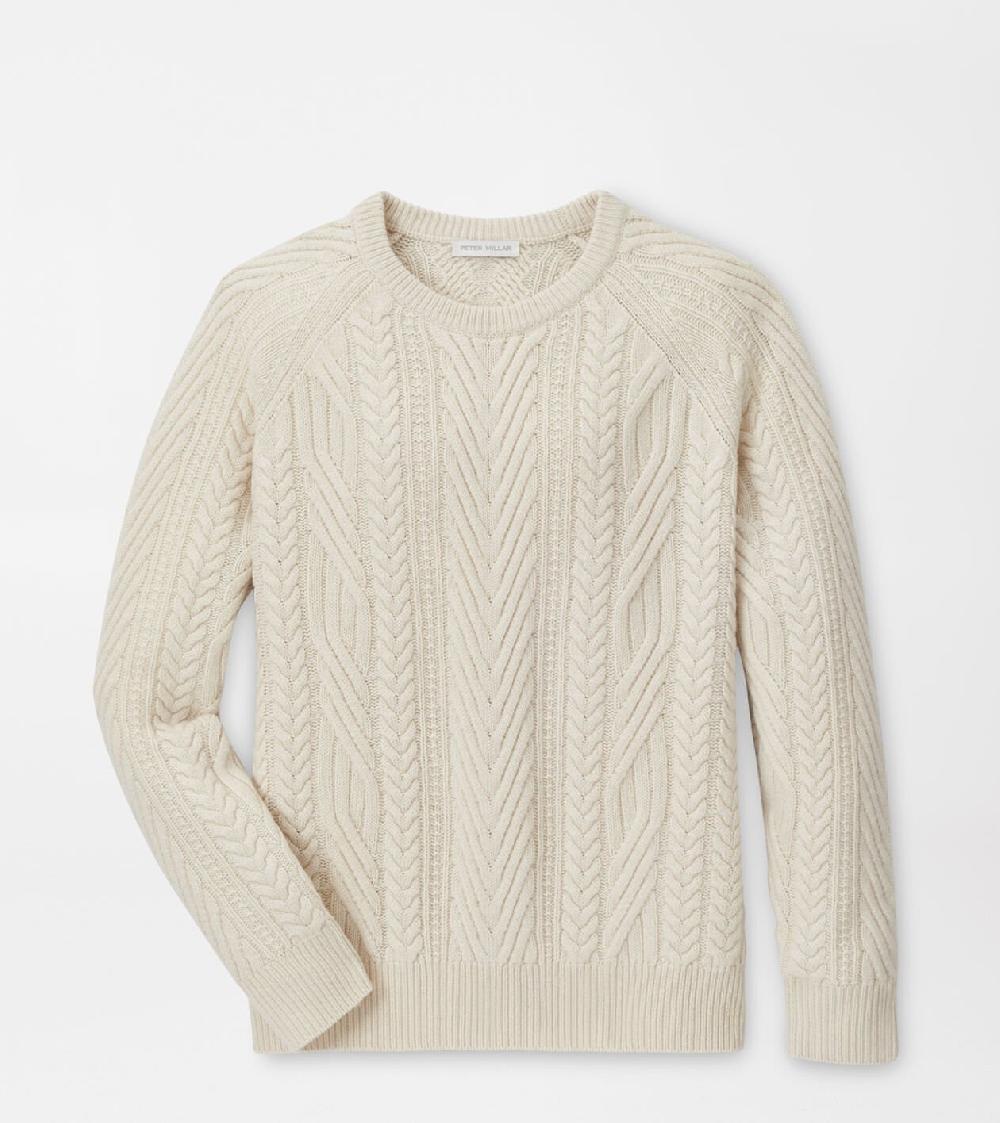 peter millar Bennett Cable Knit Crew Sweater Ivory