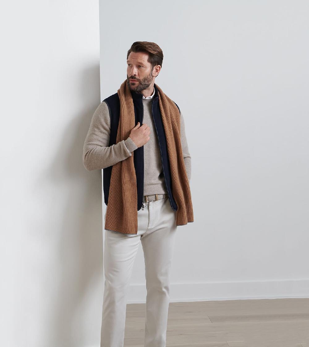 Peter Millar Cashmere English Rib Scarf CAMEL