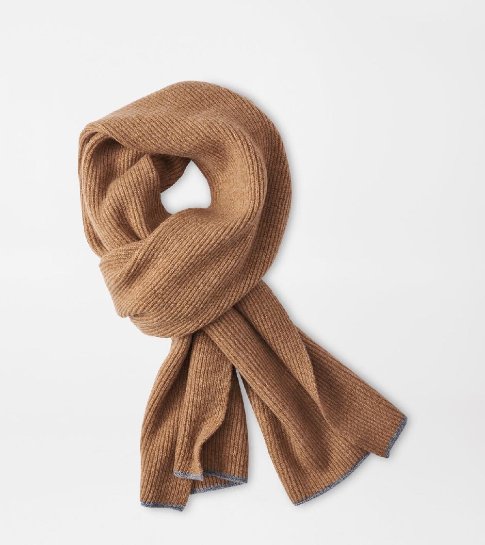 peter millar Cashmere English Rib Scarf CAMEL
