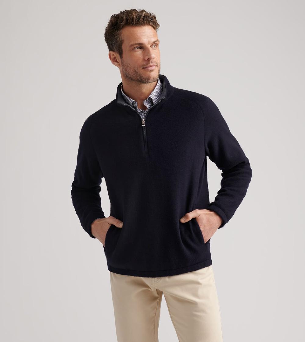 Peter Millar Crown Flex Merino Quarter-Zip Navy