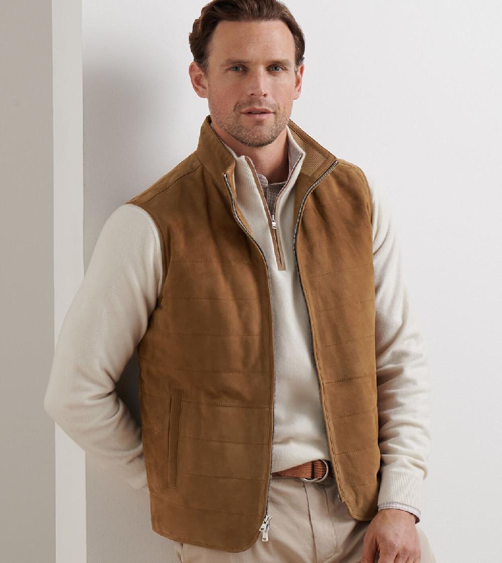 Peter Millar Featherweight Suede Vest WALNUT