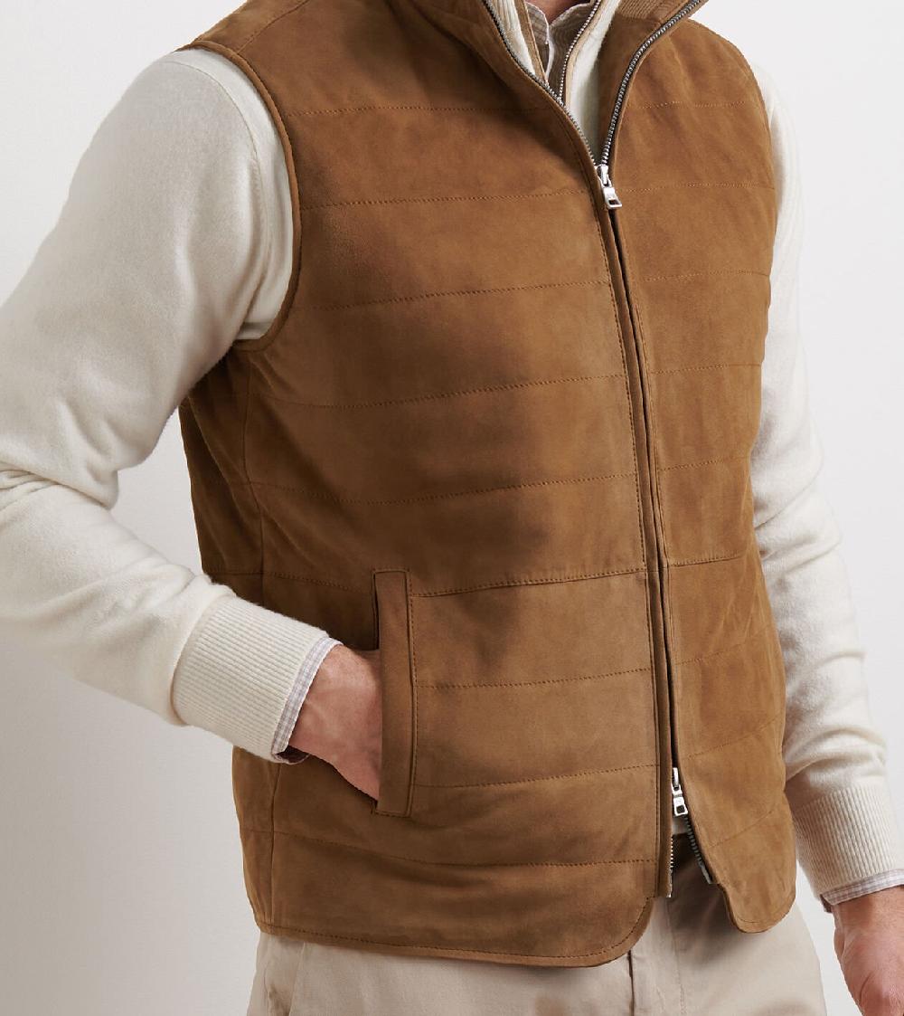 Peter Millar Featherweight Suede Vest WALNUT