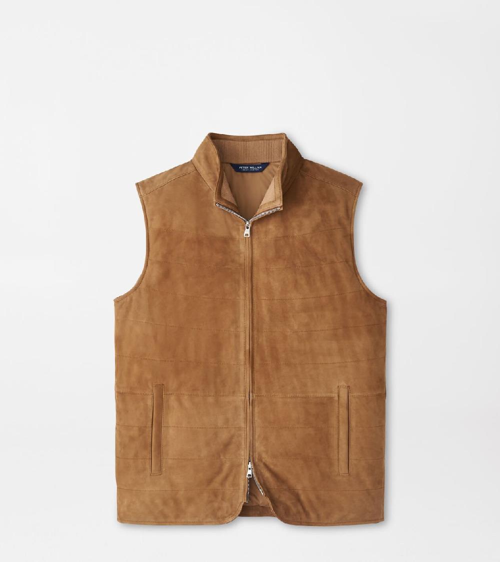 peter millar Featherweight Suede Vest WALNUT
