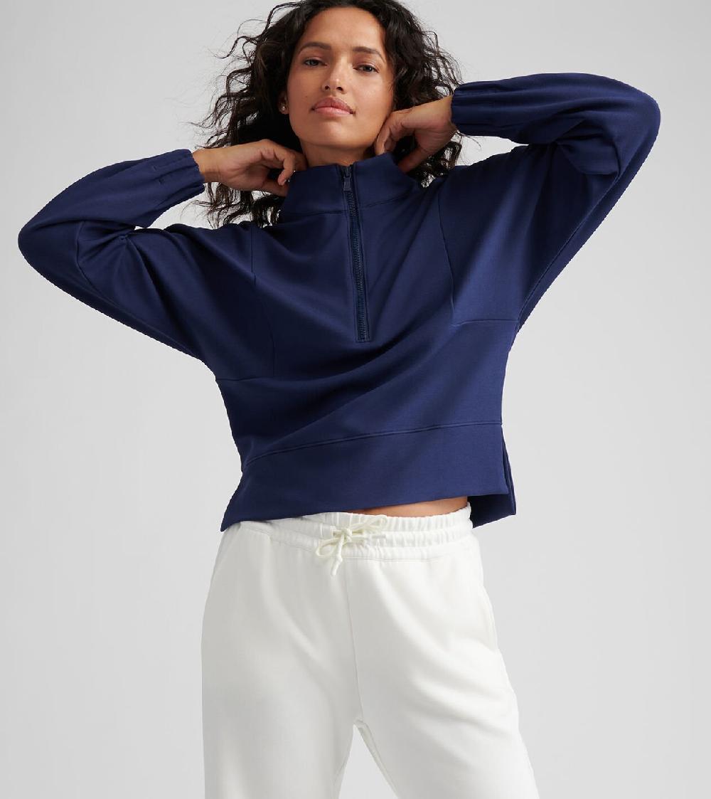 Peter Millar Flora Knit Half-Zip Pullover Navy