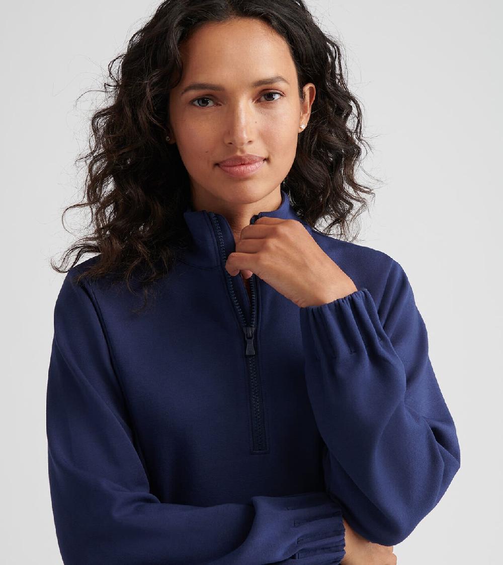Peter Millar Flora Knit Half-Zip Pullover Navy