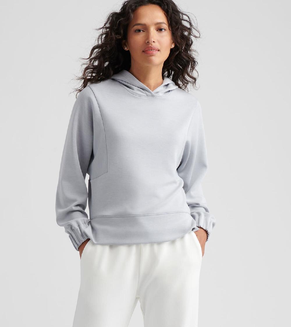 Peter Millar Flora Knit Mélange Hoodie Light Grey