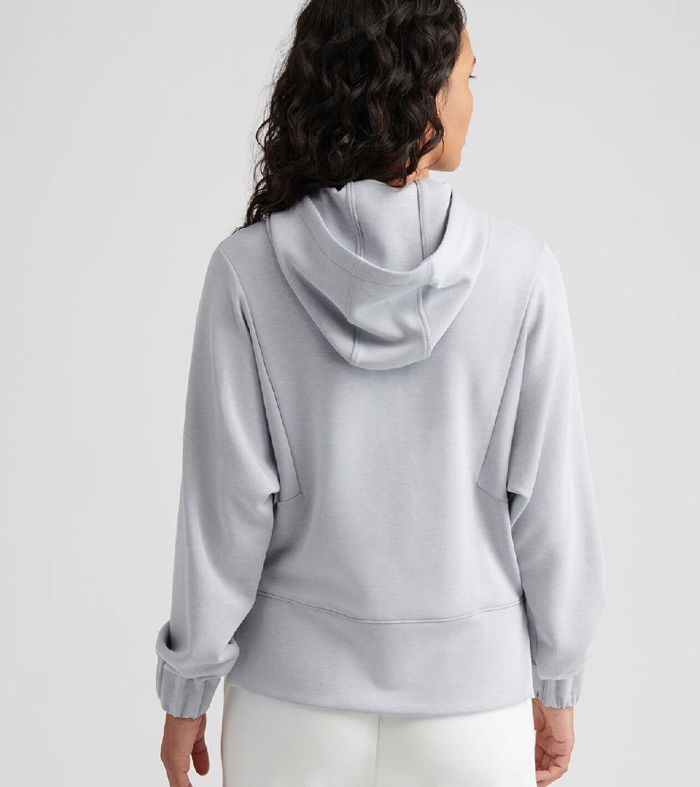 Peter Millar Flora Knit Mélange Hoodie Light Grey