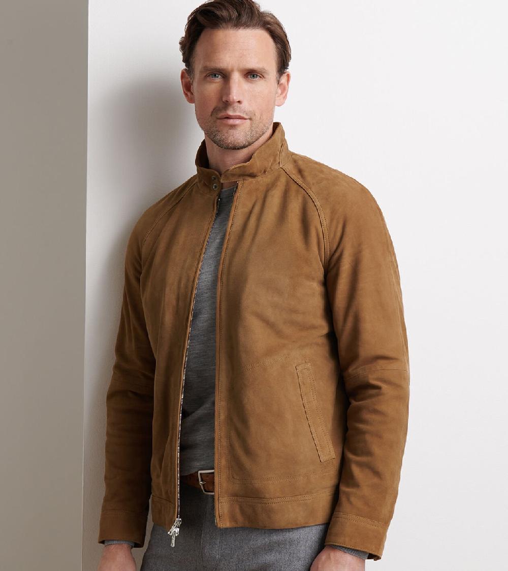 Peter Millar Soho Suede Bomber Saddle