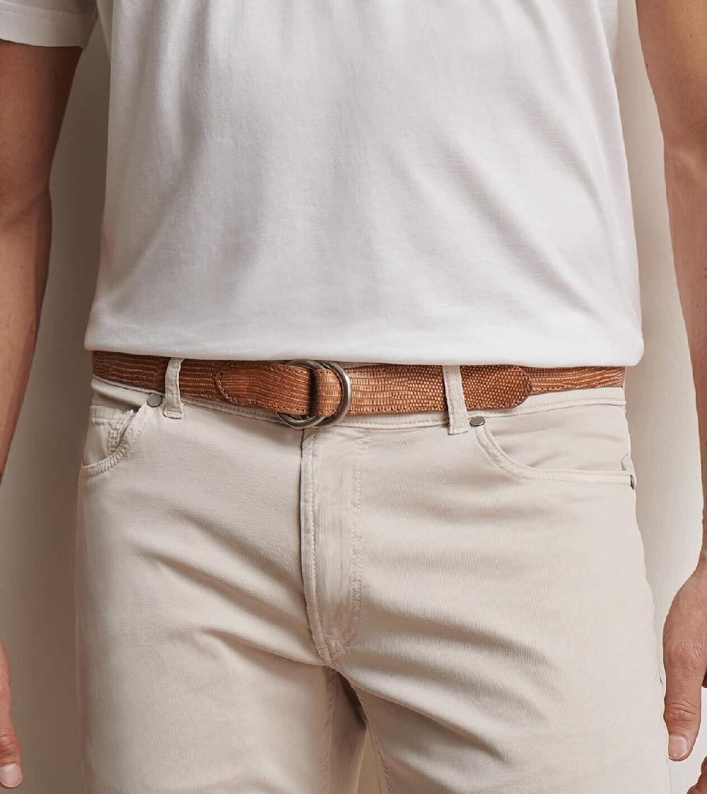 Peter Millar Suede Lizard O-Ring Belt Tan