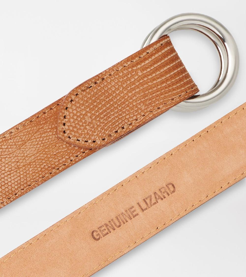 Peter Millar Suede Lizard O-Ring Belt Tan