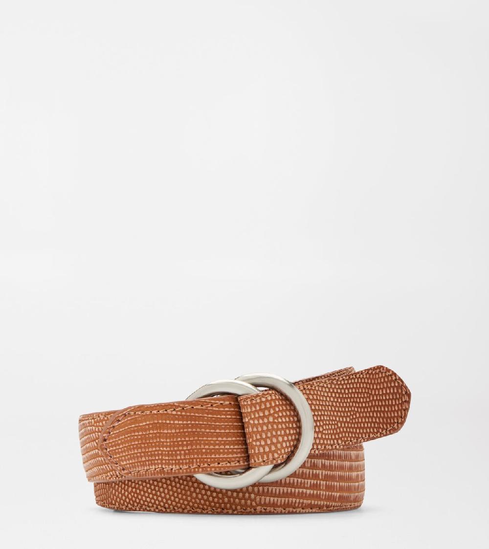 peter millar Suede Lizard O-Ring Belt Tan