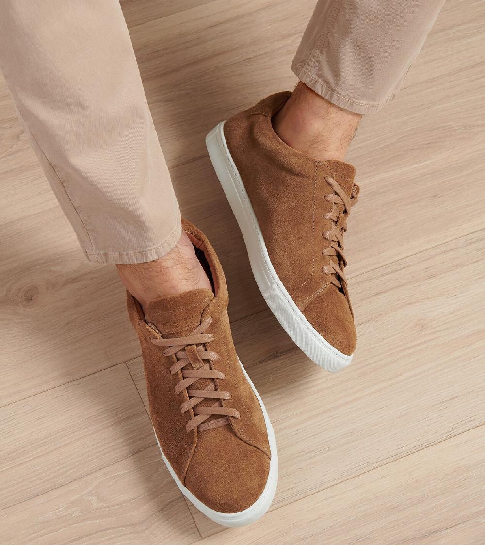 Peter Millar Vantage Lite Suede Sneaker Dark Amber