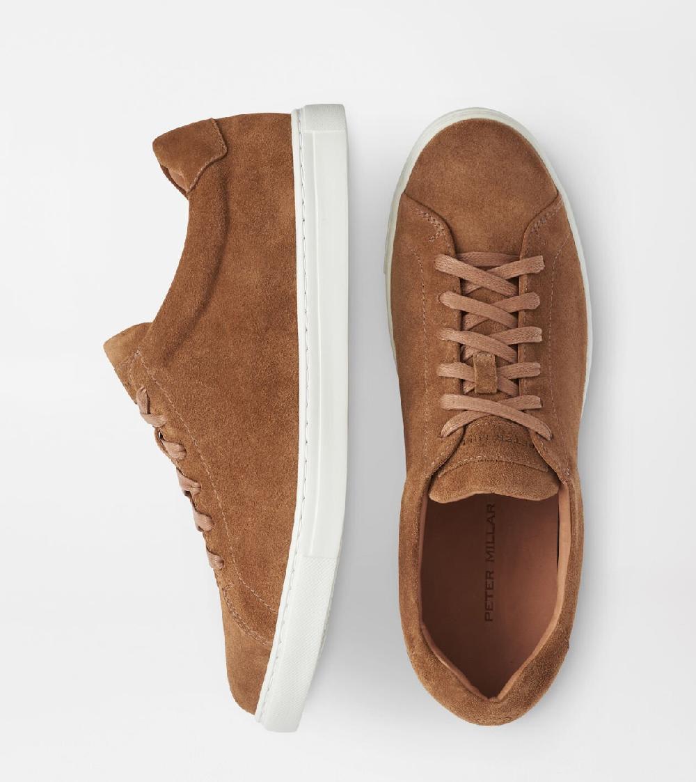 peter millar Vantage Lite Suede Sneaker Dark Amber