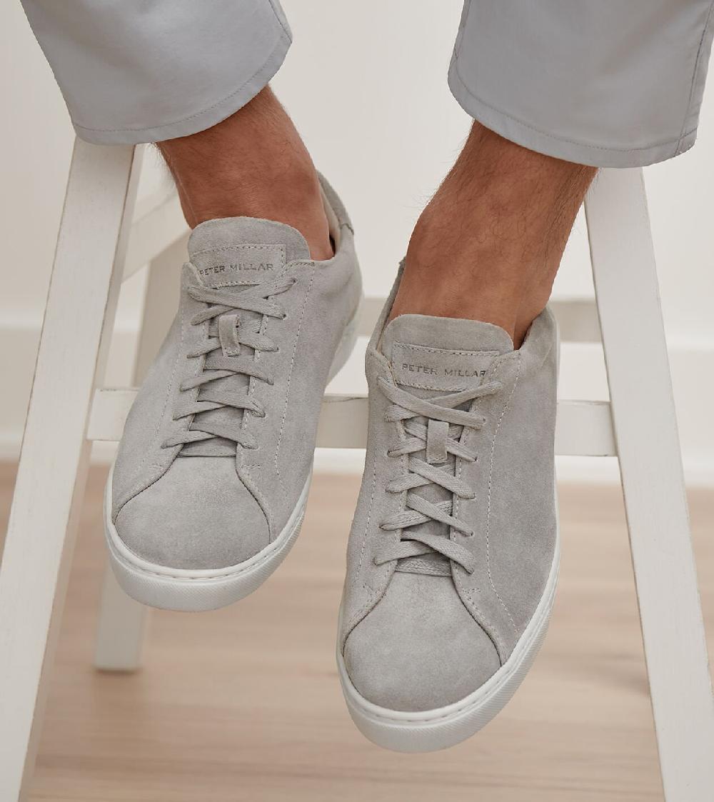 Peter Millar Vantage Lite Suede Sneaker Pearl Grey
