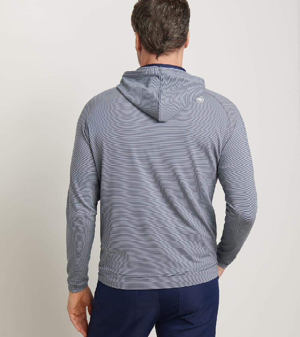 Peter Millar Pine Sugar Stripe Performance Hoodie Navy