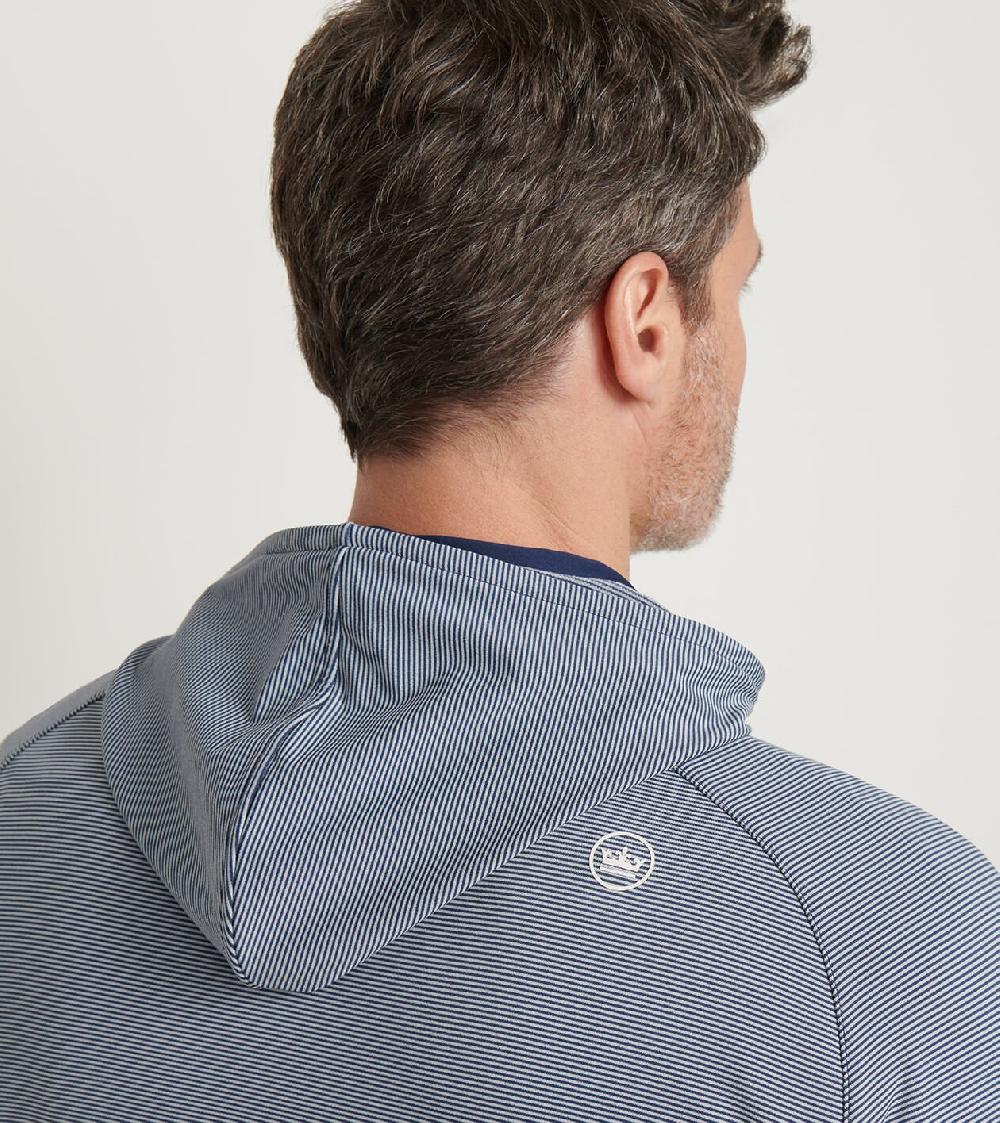 Peter Millar Pine Sugar Stripe Performance Hoodie Navy
