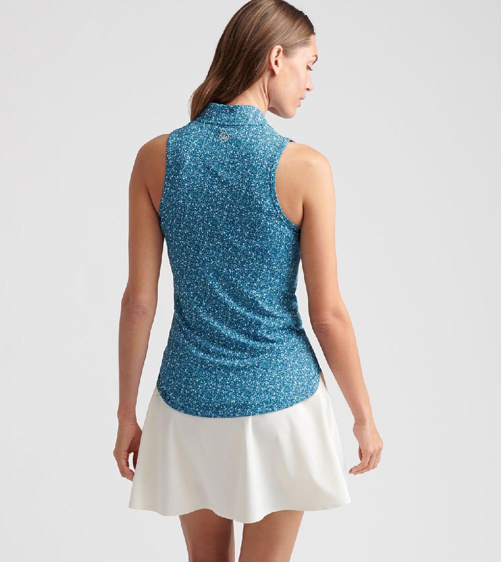 Peter Millar Shirley Garden Soirée Sleeveless Zip Polo DEEP JADE