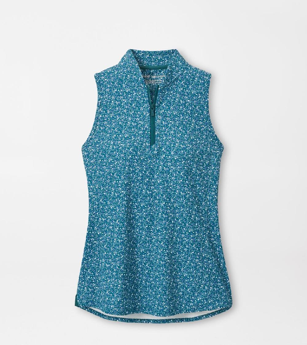 peter millar Shirley Garden Soirée Sleeveless Zip Polo DEEP JADE