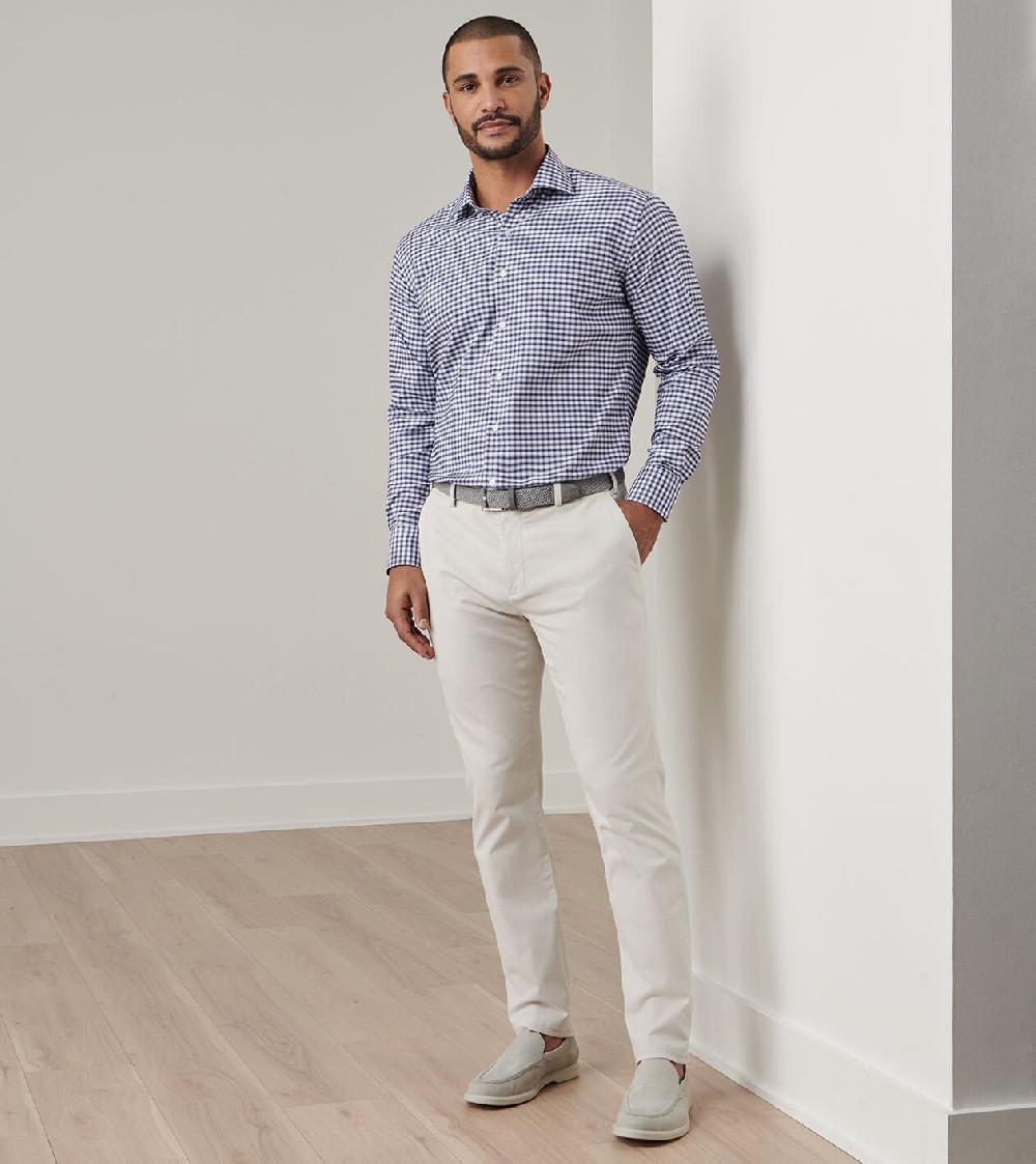 Peter Millar Signature Sateen Flat Front Trouser Stone