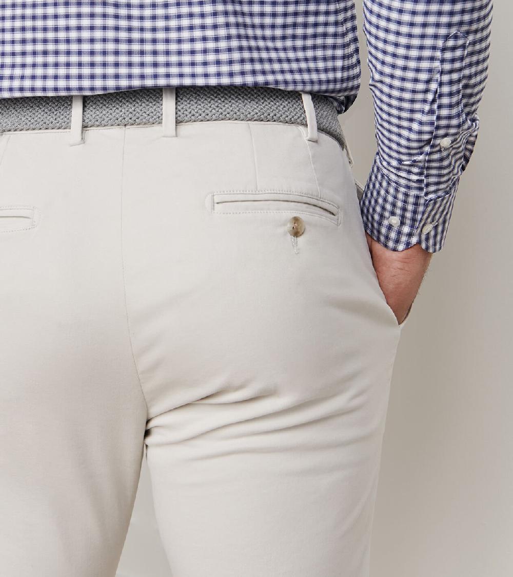 Peter Millar Signature Sateen Flat Front Trouser Stone