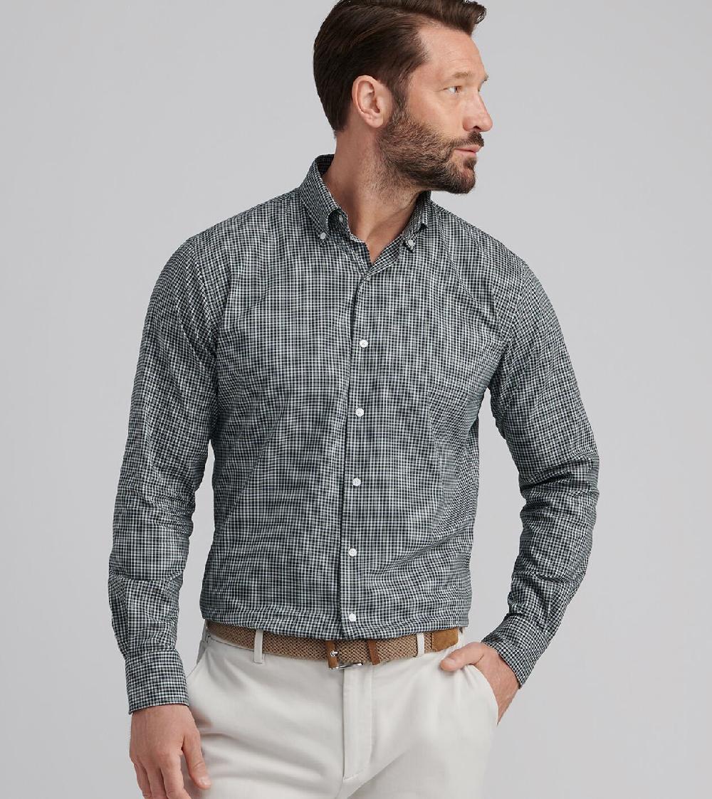 Peter Millar Stowe Crown Lite Cotton-Stretch Sport Shirt DEEP VERDANT