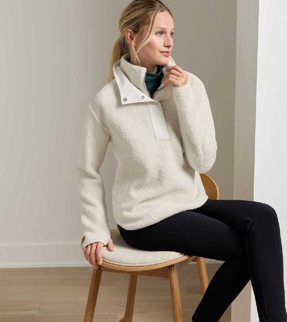 Peter Millar Tilly Oversized Bonded Sherpa Popover Ivory