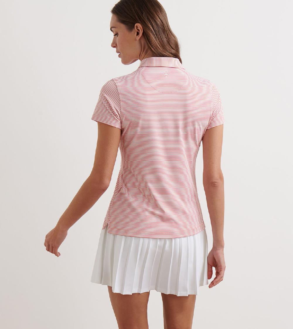 Peter Millar Vista Stripe Short-Sleeve Jersey Polo MOROCCAN SPICE/WHITE