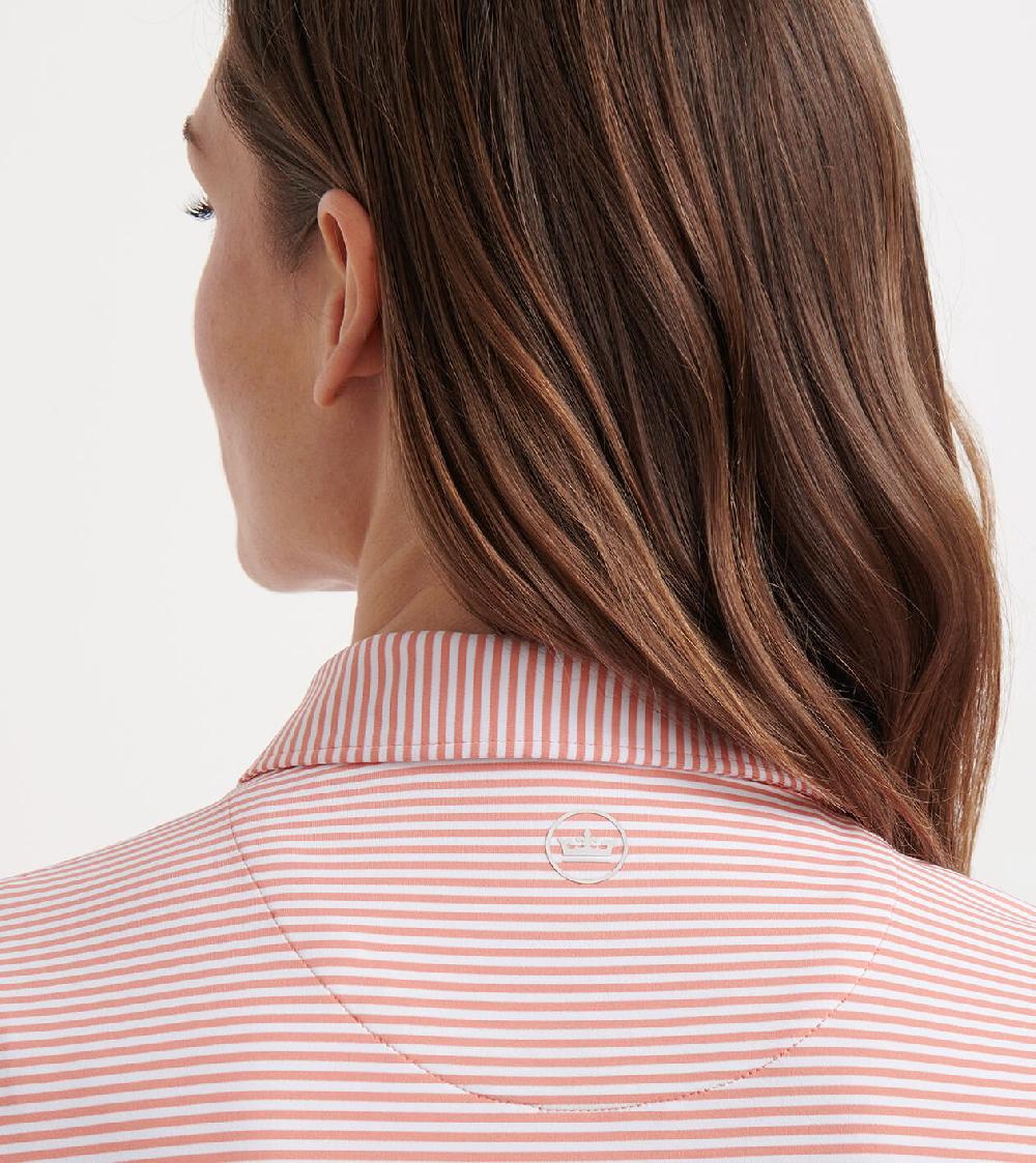 Peter Millar Vista Stripe Short-Sleeve Jersey Polo MOROCCAN SPICE/WHITE