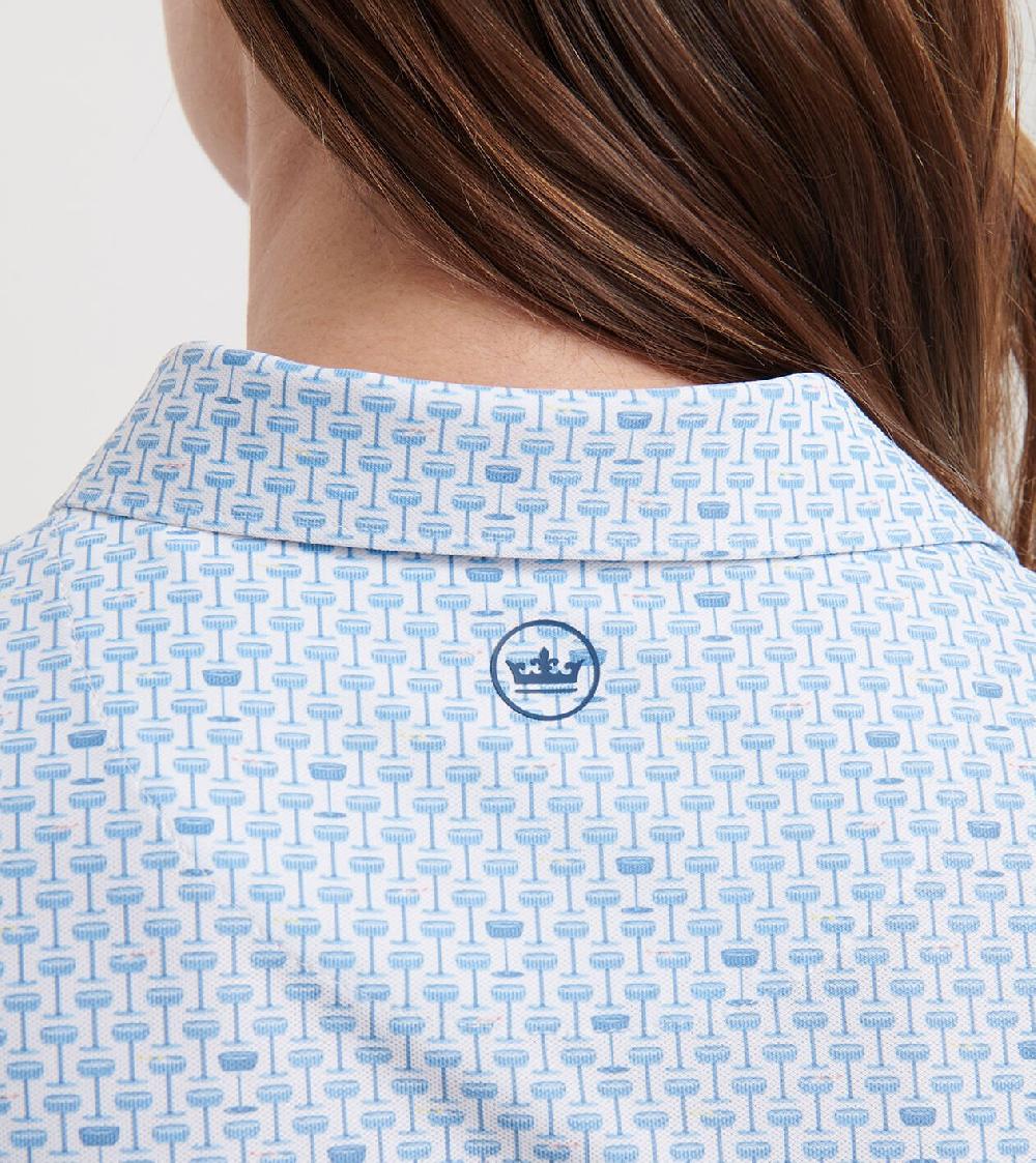 Peter Millar With A Twist Banded Sport Mesh Sleeveless Button Polo BLUE SOUND