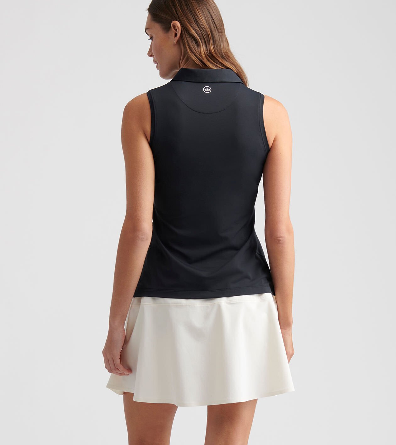 Peter Millar Women's Banded Sport Mesh Sleeveless Button Polo Black