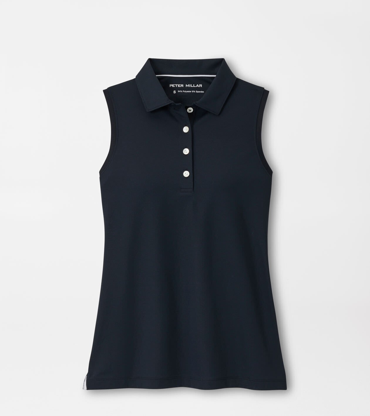 peter millar Women's Banded Sport Mesh Sleeveless Button Polo Black