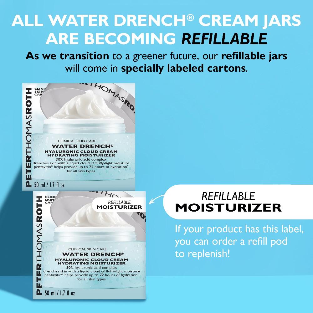 Peter Thomas Roth Water Drench Hyaluronic Cloud Cream Hydrating Moisturizer - Refill Pod 1.7 Fl Oz