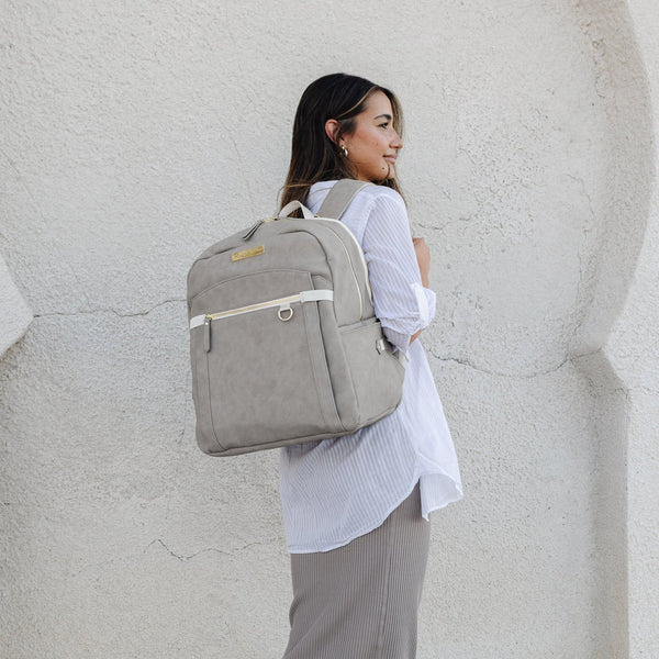 Petunia Pickle Bottom 2-in-1 Provisions Breast Pump & Diaper Bag Backpack In Grey Matte Leatherette