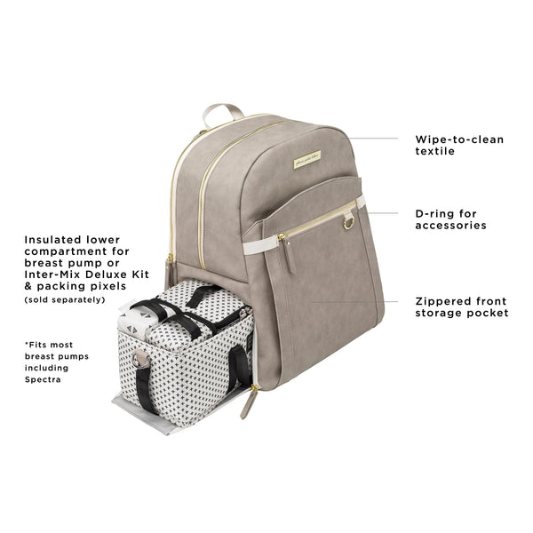 Petunia Pickle Bottom 2-in-1 Provisions Breast Pump & Diaper Bag Backpack In Grey Matte Leatherette