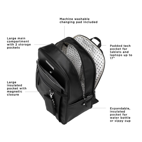 Petunia Pickle Bottom 2-in-1 Provisions Breast Pump & Diaper Bag Backpack In Ebony