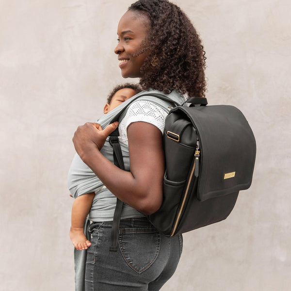 Petunia Pickle Bottom Boxy Backpack In Black Matte Leatherette