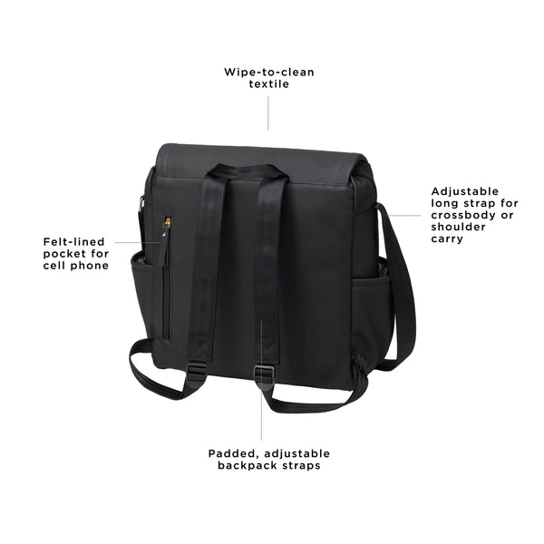 Petunia Pickle Bottom Boxy Backpack In Black Matte Leatherette