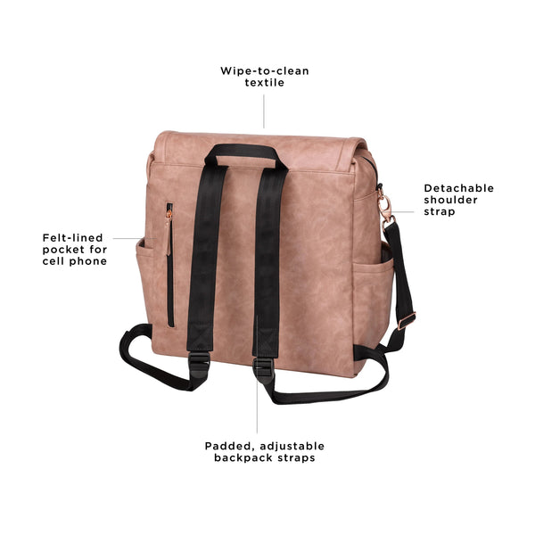 Petunia Pickle Bottom Boxy Backpack In Dusty Rose Matte Leatherette