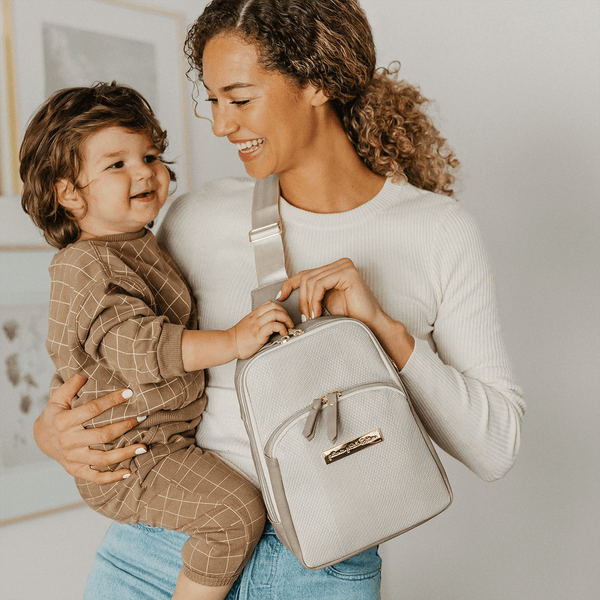 Petunia Pickle Bottom Criss-Cross Sling In Grey Matte Cable Stitch