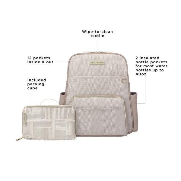 Petunia Pickle Bottom Sync Backpack In Grey Matte Cable Stitch
