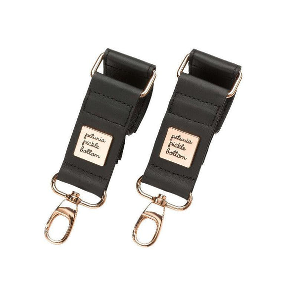 petunia pickle bottom Valet Stroller Clips in Black Leatherette - Rose Gold