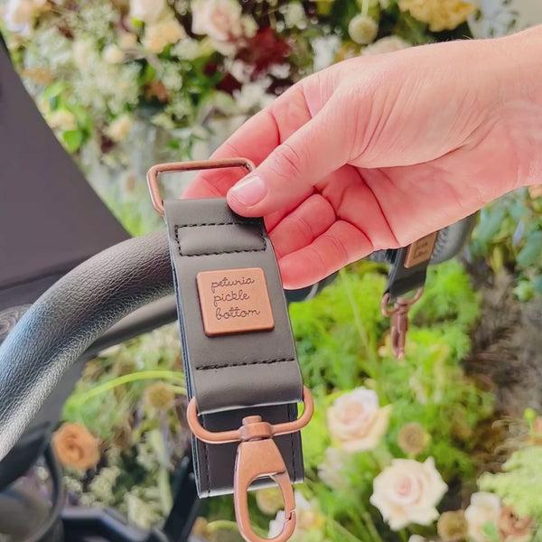 Petunia Pickle Bottom Valet Stroller Clips In Black Leatherette - Silver